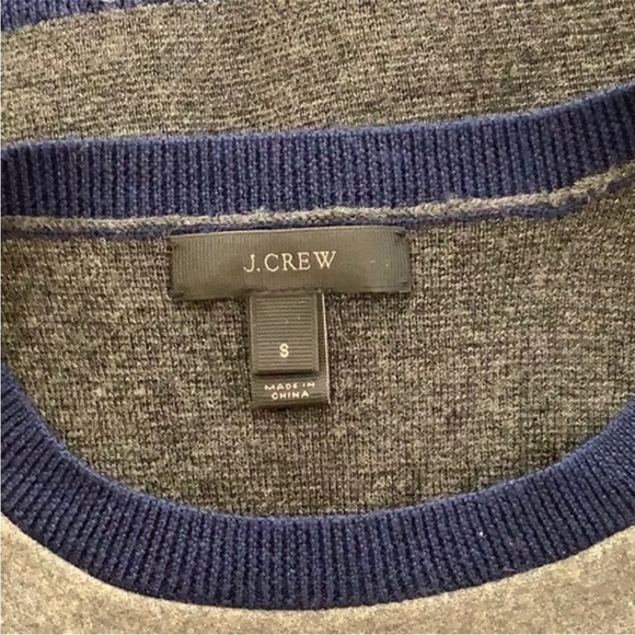 J. Crew Mixed Media Gray Navy Burgundy Wool Zipper Details Sweater S - Picture 6 of 7